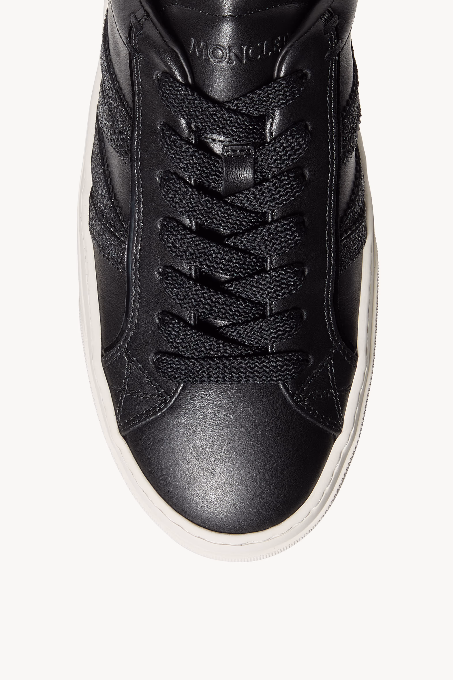 Monaco2 Leather & Glitter Sneakers Women Black Moncler 3